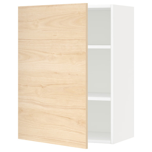 METOD Wall cabinet with shelves, white/Askersund light ash effect, 60x80 cm