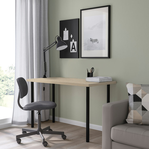 MITTCIRKEL / ADILS Desk, lively pine effect black, 120x60 cm