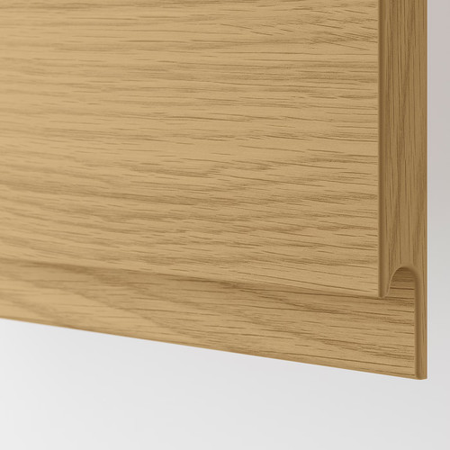 METOD Wall cb f extr hood w shlf/door, white/Voxtorp oak effect, 60x60 cm