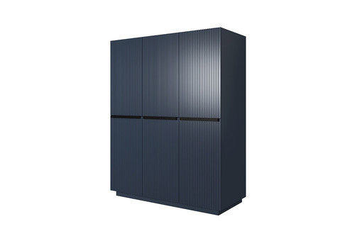 Wardrobe with Drawer Unit Nicole 150 cm, dark blue, black handles