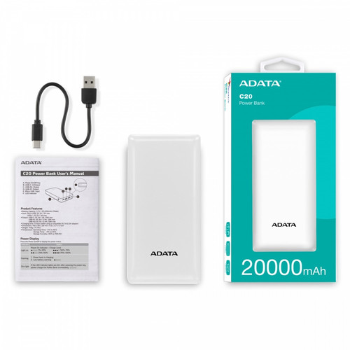 Adata Power Bank Powerbank C20 20000mAh USB-C, white