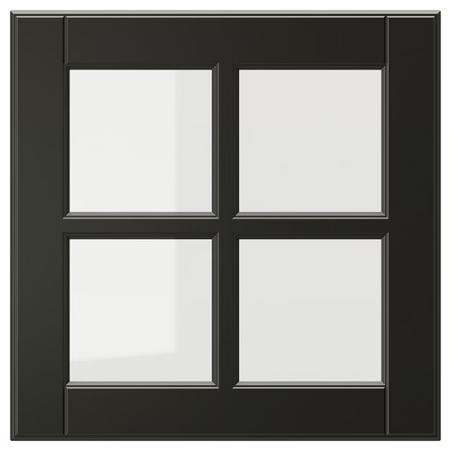 BODBYN Glass door, black, 40x40 cm