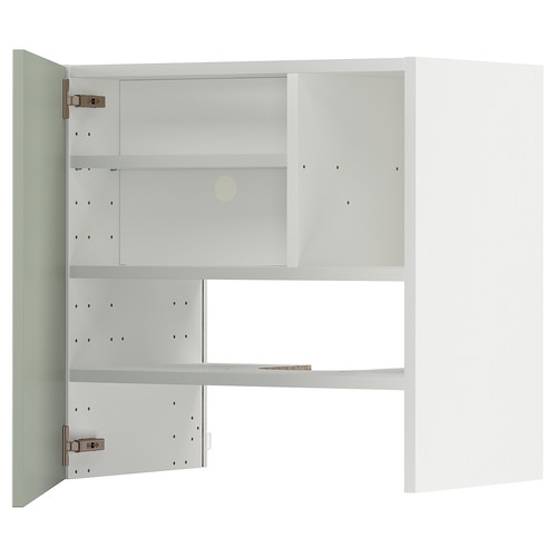 METOD Wall cb f extr hood w shlf/door, white/Stensund light green, 60x60 cm