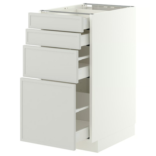 METOD/MAXIMERA Base cab 4 frnts/4 drawers, white/Aspudden light grey, 40x60 cm
