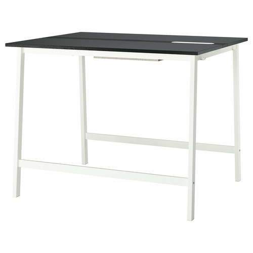 MITTZON Conference table, black stained ash veneer/black white, 140x108x105 cm
