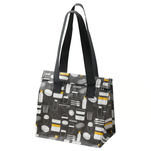 FLADDRIG Lunch bag, patterned gray, 25x16x27 cm