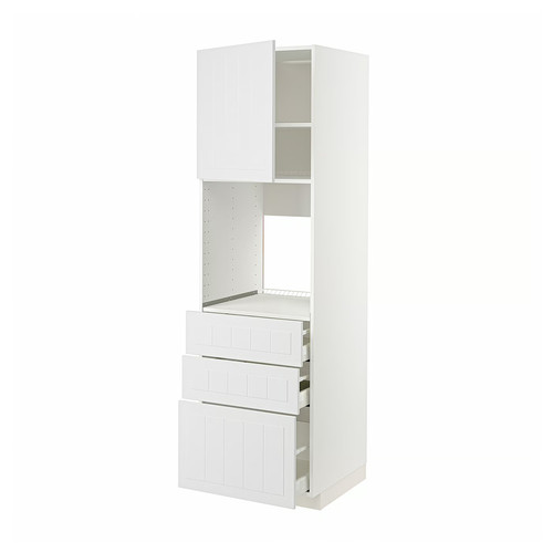 METOD / MAXIMERA High cab f oven w door/3 drawers, white/Stensund white, 60x60x200 cm