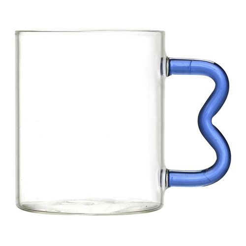Glass Mug Borosilicate 350ml, blue