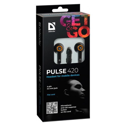 Defender Pulse 420 Wired In-Ear Headset, Black/Orange