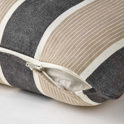 KORALLBUSKE Cushion cover, anthracite beige/stripe pattern, 50x50 cm