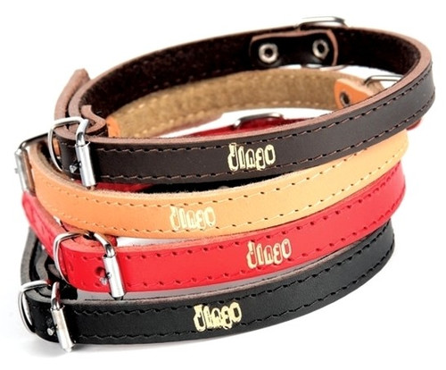 Dingo Leather Dog Collar 1.0x30cm, black