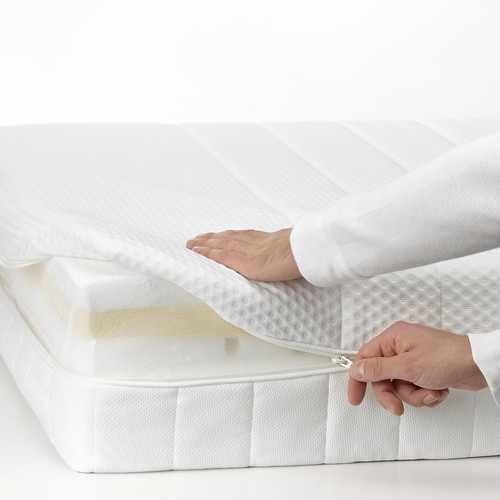 HEMNES Bed frame with mattress, grey stain/Åkrehamn firm, 160x200 cm
