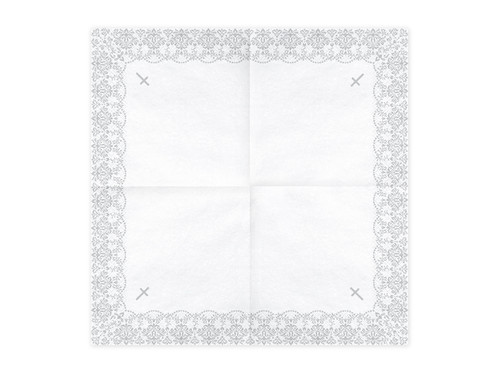 Paper Napkin IHS Holy Communion 33x33cm 20pcs, silver
