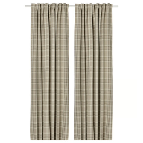 HÄGGVECKMAL Room darkening curtains, 1 pair, beige, 145x300 cm