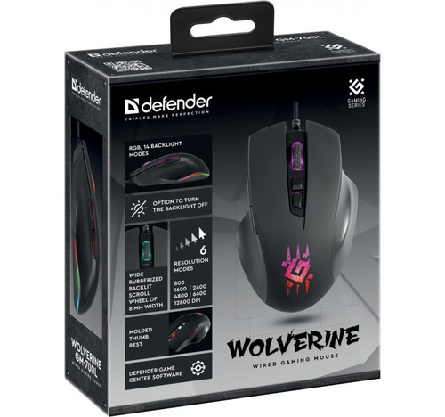 Defender Optical Wired Gaming Mouse Wolverine GM-700L