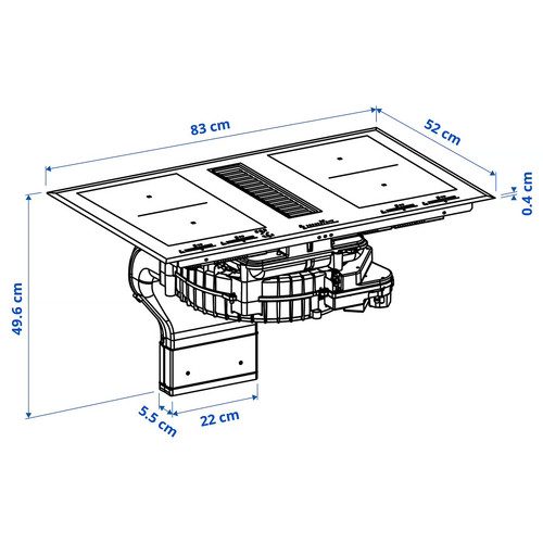 TÄCKNAN Induction hob/integrated extractor, IKEA 500 black, 83 cm