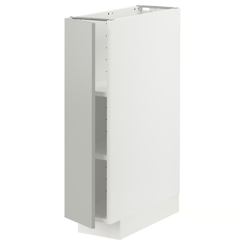METOD Base cabinet with shelves, white/Havstorp light grey, 20x60 cm