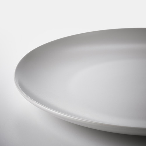 FÄRGKLAR Plate, matt light grey, 26 cm, 4 pack