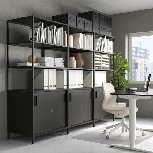 TROTTEN Cabinet with sliding doors, anthracite, 80x55x180 cm
