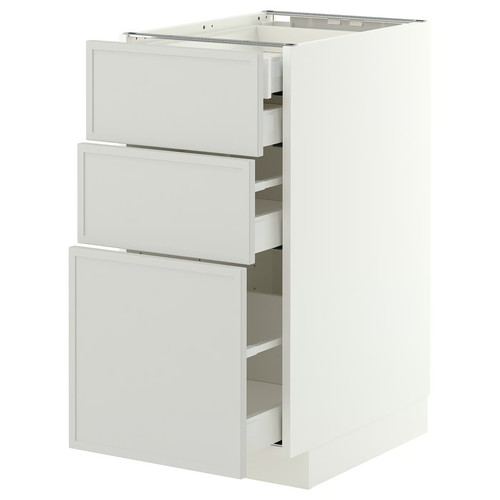METOD/MAXIMERA Base cb 3 frnts/2 low/1 md/1 hi drw, white/Aspudden light grey, 40x60 cm