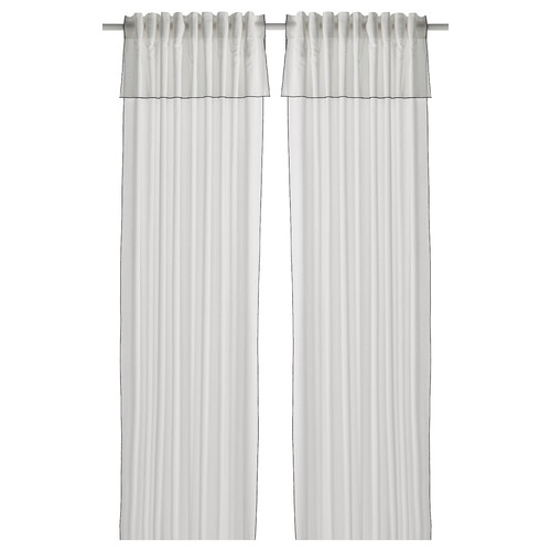 MOALISA Curtains, 1 pair, white/black, 145x300 cm