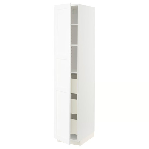 METOD / MAXIMERA High cabinet with drawers, white Enköping/white wood effect, 40x60x200 cm