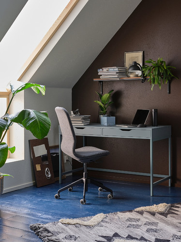 ALEX Desk, grey-turquoise, 132x58 cm