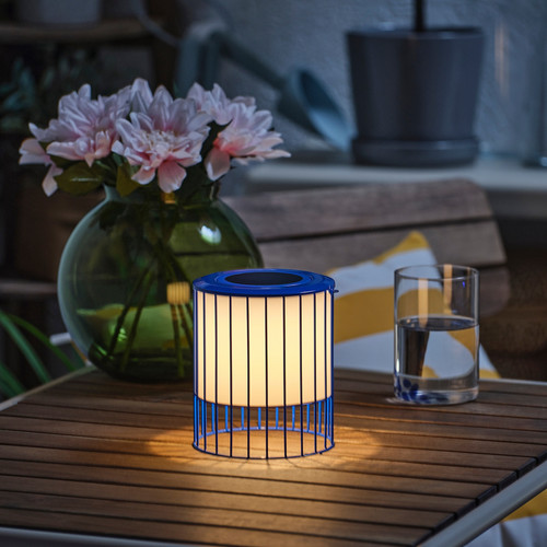 SOLVINDEN Table lamp, solar-powered/blue, 15 cm