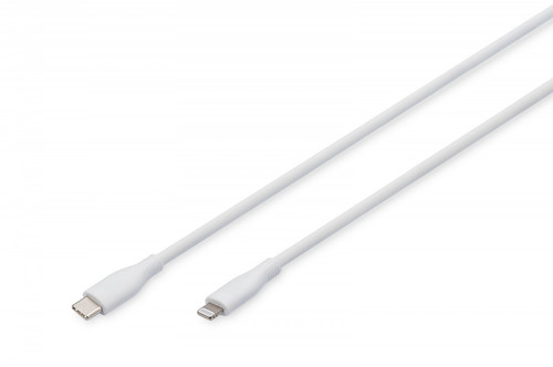 DIGITUS Lightning silicone connection cable, USB-C - Lightning, 1m, white