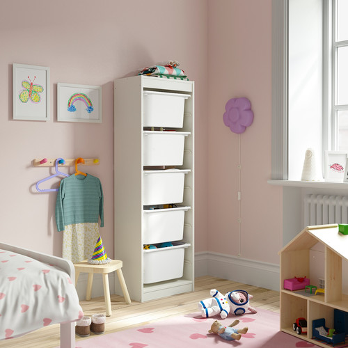 TROFAST Storage combination with boxes, white/white, 46x30x145 cm