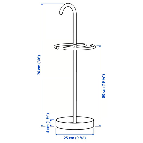 NIPÅSEN Umbrella stand, black, 76 cm
