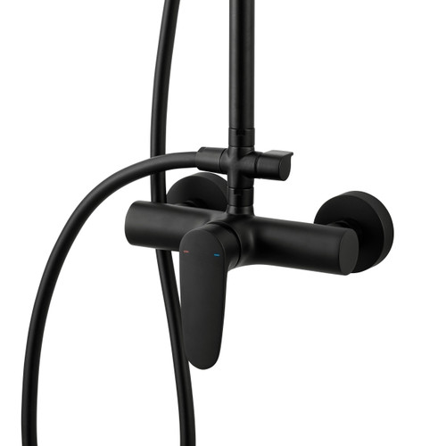 GoodHome Shower Set Cavally, 1-spray, thermostatic, matt black