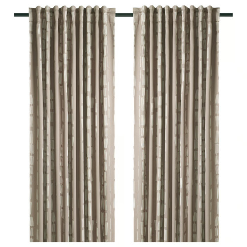 HÄCKBERBERIS Room darkening curtains, 1 pair, beige, 145x300 cm