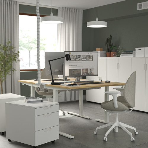 MITTZON Desk, oak veneer/white, 120x60 cm