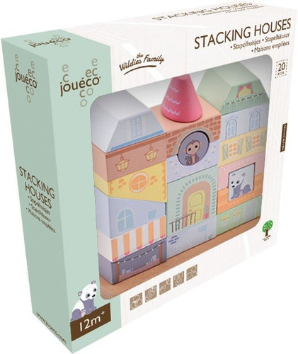 Juoeco Wooden Stacking Houses The Wildies Family 12m+