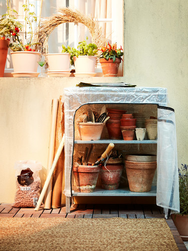 HYLLIS Shelf unit with cover, transparent, 60x27x74 cm