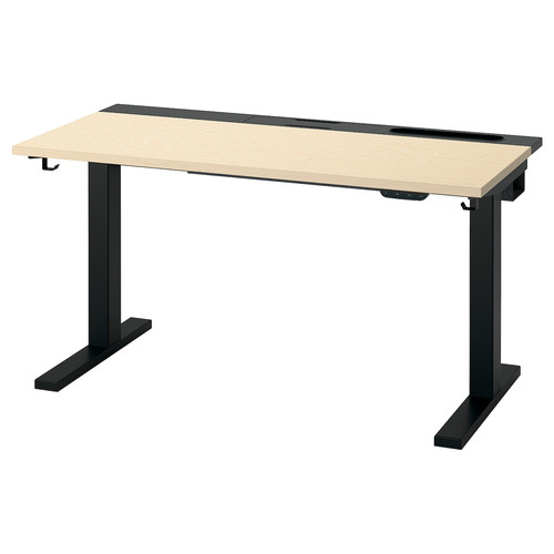 MITTZON Desk sit/stand, electric birch veneer/black, 120x60 cm