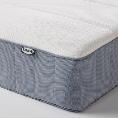 ESPEVÄR/VESTERÖY Divan bed, white/medium firm light blue, 180x200 cm