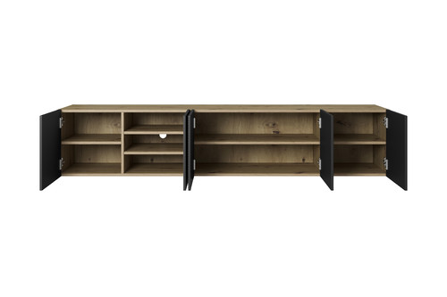 Wall-Mounted TV Cabinet Asha 200 cm, artisan/matt black