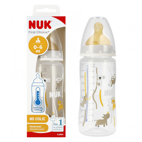 NUK First Choice Plus Baby Bottle with Temperature Control 300ml 0-6m, grey