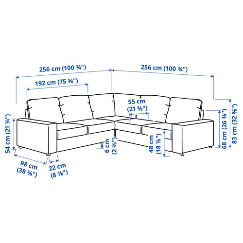 VIMLE Corner sofa, 4-seat, with wide armrests/Gunnared beige