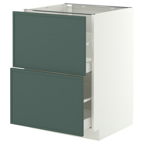 METOD/MAXIMERA Base cb 2 fronts/2 high drawers, white/Aspudden dark grey-green, 60x60 cm