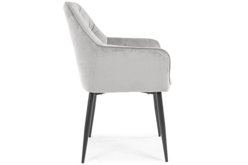 Glamour Chair with Armrests EMMA, velvet, grey