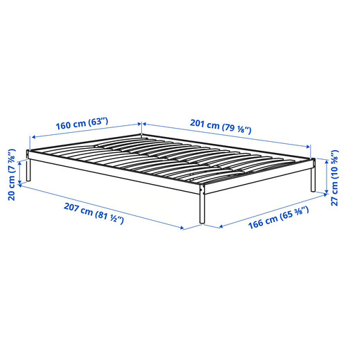 VEVELSTAD Bed frame, 160x200 cm, white
