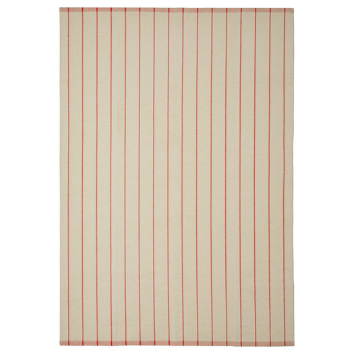 RIDSTIG Rug, flatwoven, off-white/red, 170x240 cm