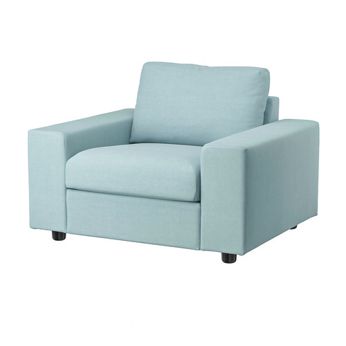 VIMLE Armchair, with wide armrests/Saxemara light blue