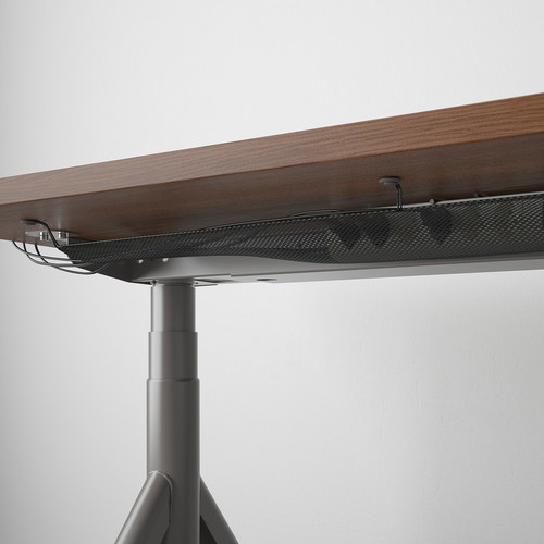 IDÅSEN Desk sit/stand, brown/dark grey, 120x70 cm