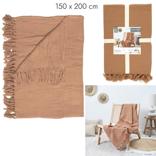 Blanket Throw Waffle 150x200cm, ocher