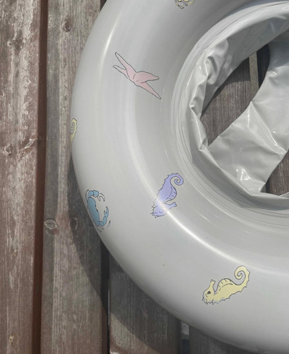 Vanilla Copenhagen Inflatable Swim Ring Baby Ocean Print Oyster Grey 1-3y