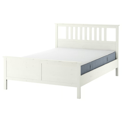 HEMNES Bed frame with mattress, white stain/Valevåg extra firm, 160x200 cm